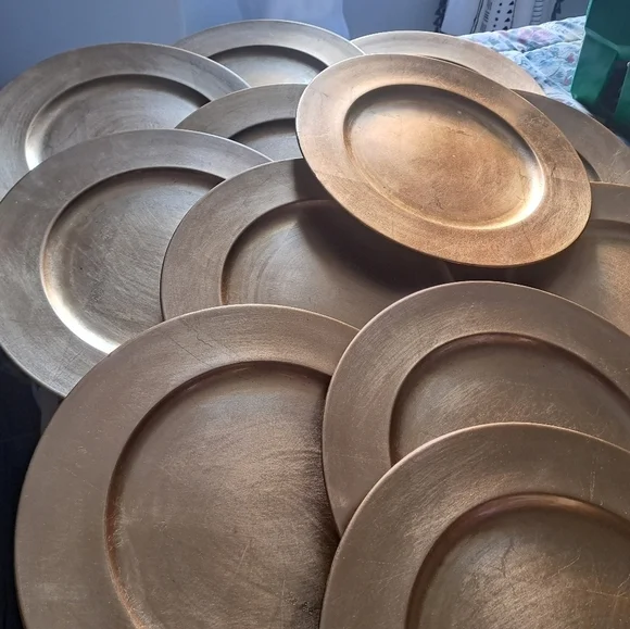 BOWRING tradition gold charger plates lacquered 13" round wedding holiday 12 - Picture 12 of 15